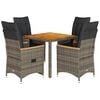 vidaXL 5-delige Tuinset met kussens poly rattan grijs