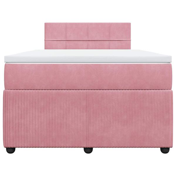 vidaXL Boxspring met matras fluweel roze 120x190 cm