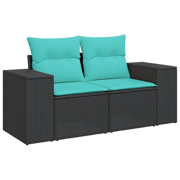 vidaXL 9-delige Loungeset met kussens poly rattan acacia zwart