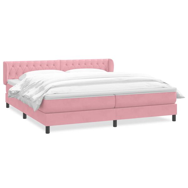 vidaXL Boxspring met matrassen fluweel roze 200x210 cm