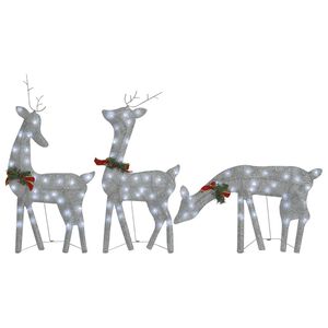 vidaXL Kerstversiering rendierfamilie 270x7x90 cm gaas wit zilverkleur