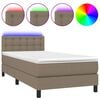 vidaXL Boxspring met matras en LED stof taupe 80x200 cm