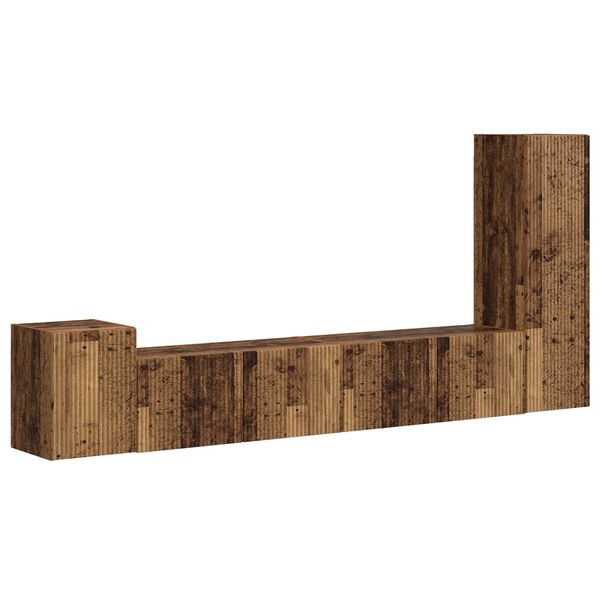 vidaXL Tv-meubelset Wandgemonteerd 3 pcs Oudhout Bewerkt hout