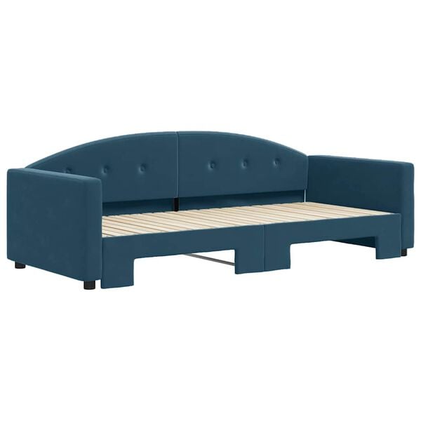 vidaXL Slaapbank met onderschuifbed 90x200 cm fluweel blauw