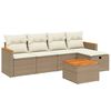 vidaXL 6-delige Loungeset met kussens poly rattan beige