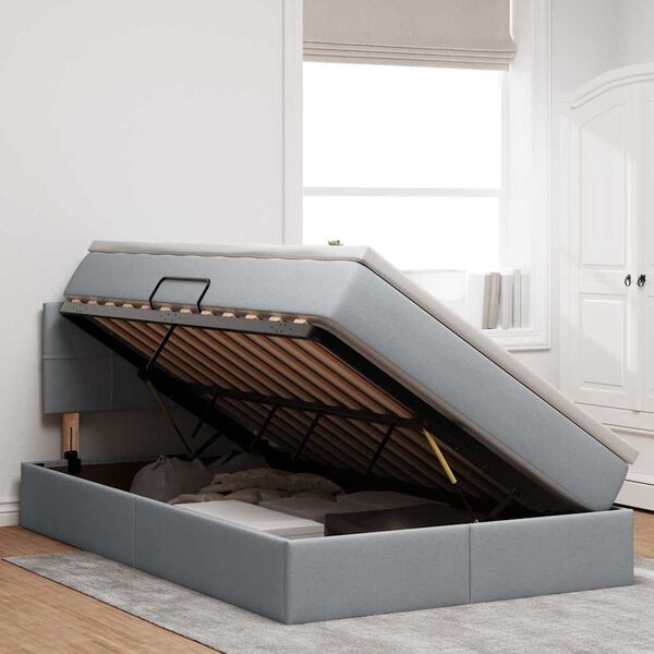 vidaXL Opbergbed met LED met matras Lichtgrijs 120 x 190 cm Stof