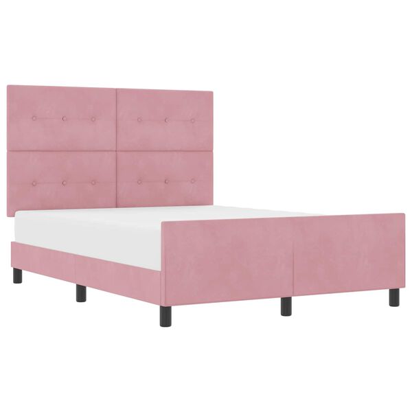 vidaXL Boxspringbed met hoofdeinde Roze 140 x 200 cm Fluweel