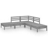 vidaXL 5-delige Loungeset massief grenenhout grijs