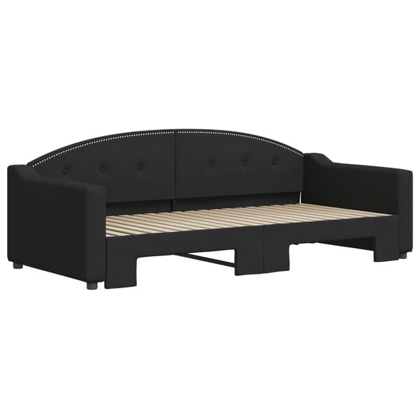 vidaXL Slaapbank met onderschuifbed 90x190 cm stof zwart