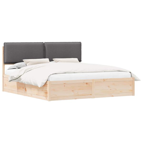 vidaXL Bedframe met Gevoerd Hoofdgedeelte Donkergrijs 200 x 200 cm