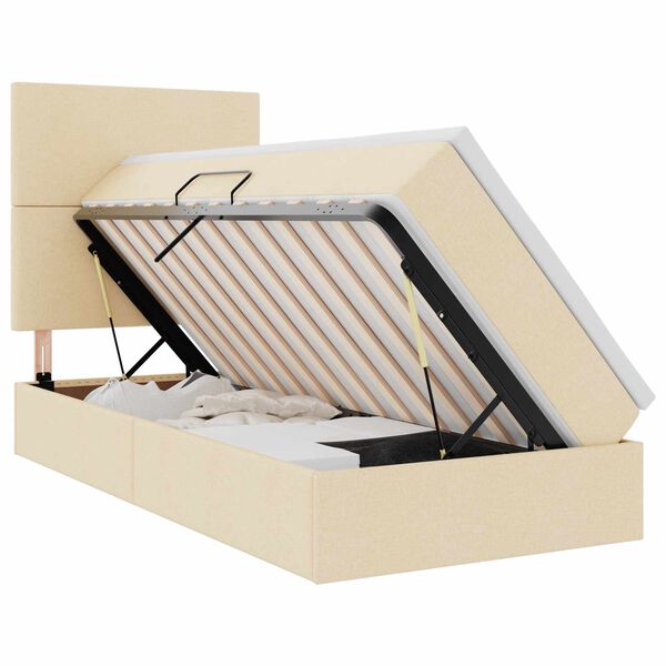 vidaXL Opbergbed met LED met matras Cr&egrave;me 100 x 200 cm Polyester