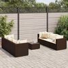 vidaXL 7-delige Loungeset met kussens poly rattan bruin