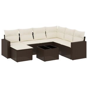 vidaXL 8-delige Loungeset met kussens poly rattan bruin