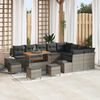 vidaXL Tuin Sofa Set met opslag 13 pcs Grijs Poly riet