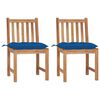 vidaXL Tuinstoelen 2 st met kussens massief teakhout