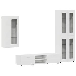 vidaXL Tv-meubelset FLORIN 3 st Wit Bewerkt hout