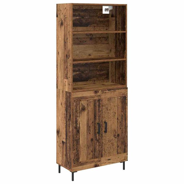 vidaXL Hoge kast Oudhout 69,5 x 34 x 180 cm Bewerkt hout