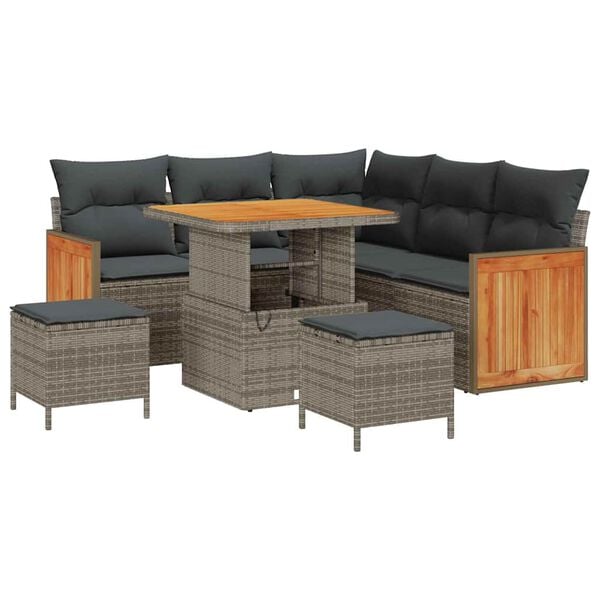 vidaXL Tuin Sofa Set 8 pcs Grijs poly rattan