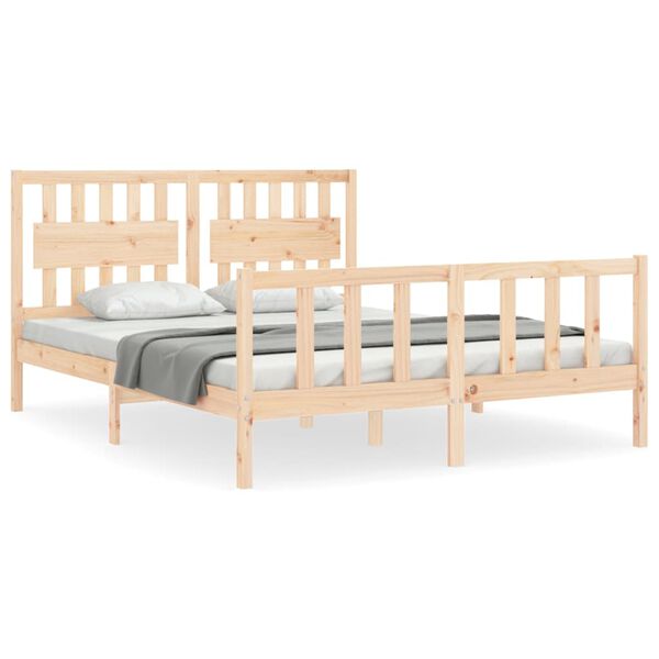 vidaXL Bedframe met hoofdbord massief hout
