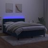 vidaXL Boxspring met matras en LED fluweel donkerblauw 140x200 cm