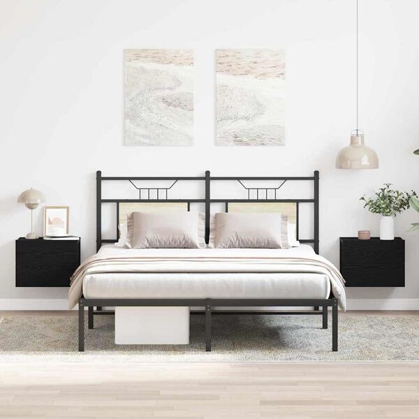 vidaXL Nachtkastje 2 pcs Zwart Eiken 40 x 30 x 30 cm Bewerkt hout