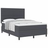 vidaXL Boxspring bed Donkergrijs en Wit 203 x 144 x 128 cm