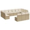 vidaXL 13-delige Loungeset met kussens poly rattan beige