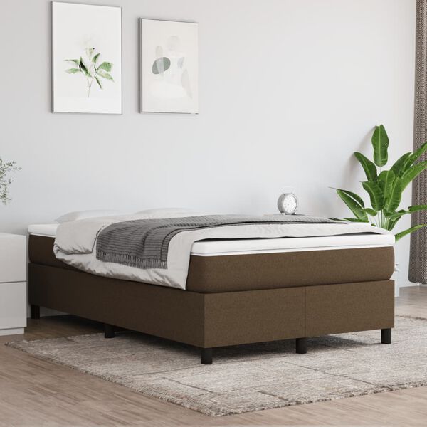 vidaXL Boxspring met matras stof donkerbruin 120x190 cm