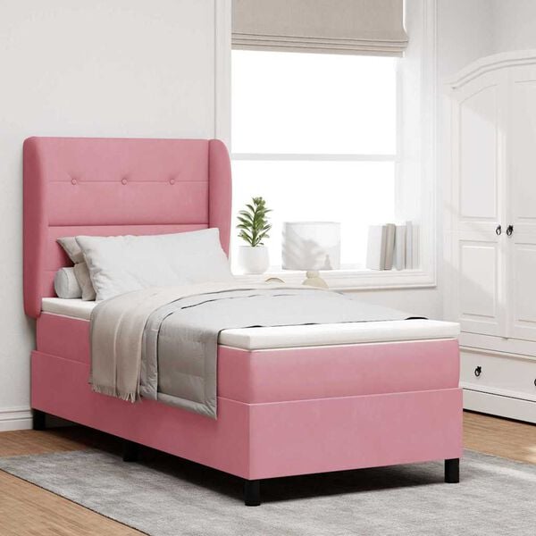 vidaXL Boxspringbed met matras Roze 200 x 90 cm Polyester