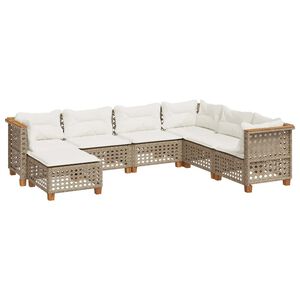 vidaXL 7-delige Loungeset met kussens poly rattan beige