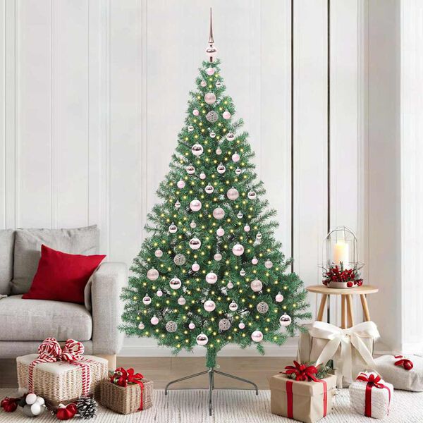 vidaXL Kunstmatig Voorverlicht Kerstboom met 300 LED Groen 210 cm PVC