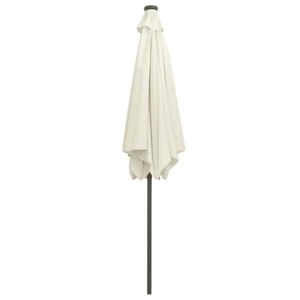 vidaXL Parasol met LED-verlichting en aluminium paal 300 cm zandwit