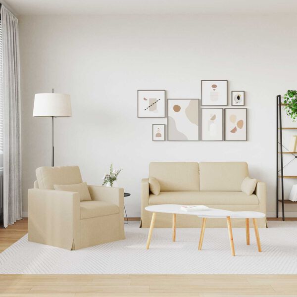 vidaXL Bank 2 pcs Cr&egrave;me 158 x 78 x 80 cm Stof