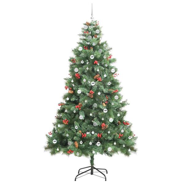 vidaXL Kunstkerstboom met LED -striplichten Groen 240 cm PVC en Metaal