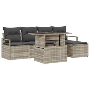 vidaXL Tuin Sofa Set 6 st Lichtgrijs poly rattan