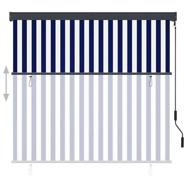 vidaXL Rolgordijn voor buiten 160x250 cm blauw en wit