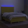vidaXL Boxspring met matras en LED stof groen 140x190 cm