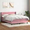 vidaXL Boxspring met matras fluweel roze 160x220 cm