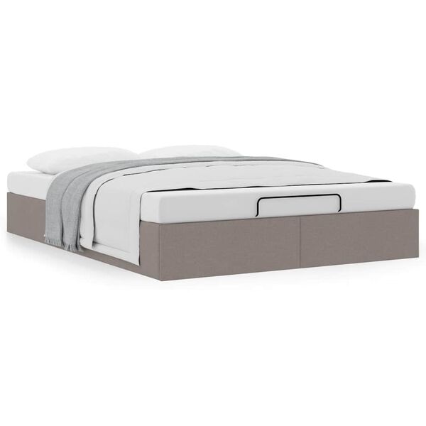 vidaXL Bedframe zonder matras 140x200 cm stof taupe