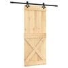 vidaXL Schuifdeur Naturel en Zwart 85 x 210 cm Massief Grenenhout
