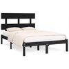 vidaXL Bedframe massief hout zwart 135x190 cm