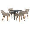 vidaXL Tuin eettafelset 5 st Lichtgrijs poly rattan