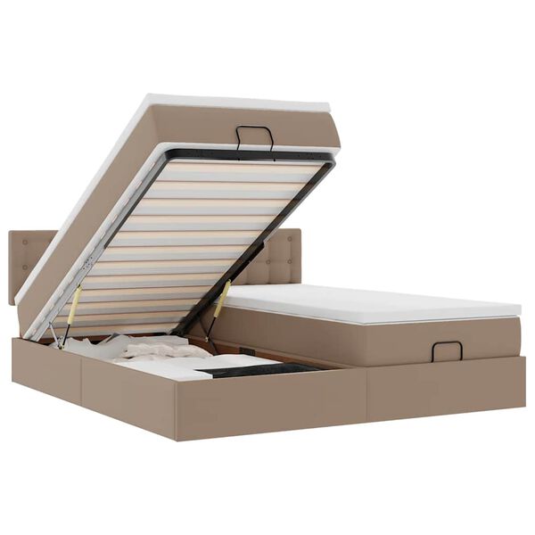 vidaXL Ottoman bed met matrassen 180x200cm kunstleer cappuccinokleurig