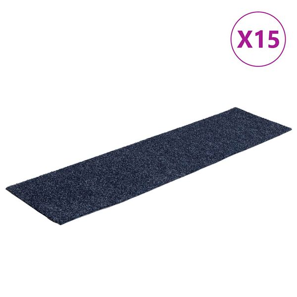 vidaXL Trapmatten Zelfklevend 15 stuks 76x20 cm Grijs Blauw Rechthoekig