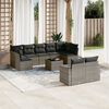 vidaXL 10-delige Loungeset met kussens poly rattan grijs