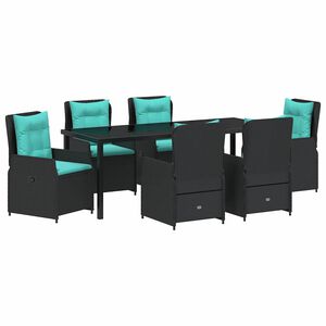 vidaXL Tuin Eetset 7 st Zwart Poly riet