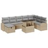 vidaXL Tuin Sofa Set met kussen met opslag 9 pcs Beige Poly riet