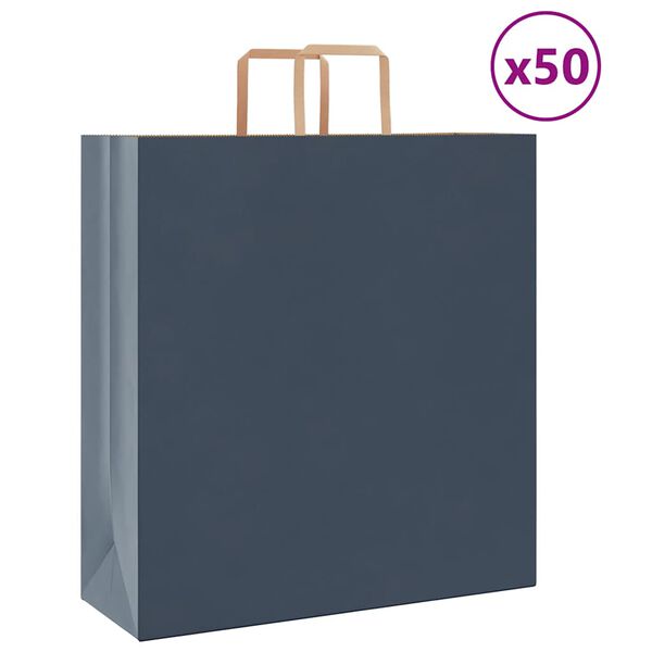 vidaXL Papieren zakken 50 st met hengsels 45x17x48 cm blauw