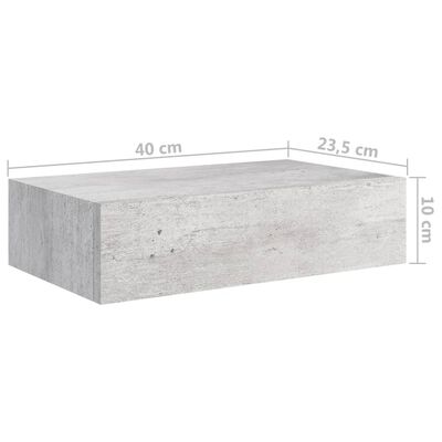 vidaXL Wandschappen 2 st met lade 40x23,5x10 cm MDF betongrijs