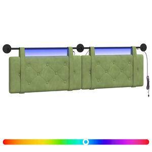 vidaXL Hangend hoofdbord Met LED-verlichting Lichtgroen Fluweel